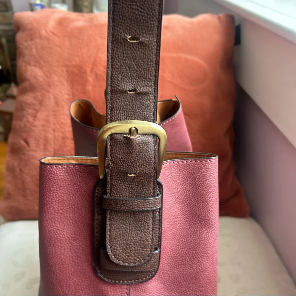 Joy Susan Rose Vegan Leather Bucket Tote Shoulder Bag